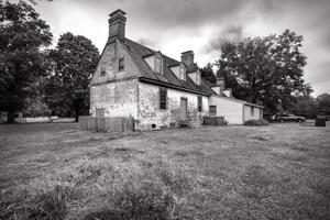 Rear elevation of all-parlor house (ca. 1745) with kitchen wing 